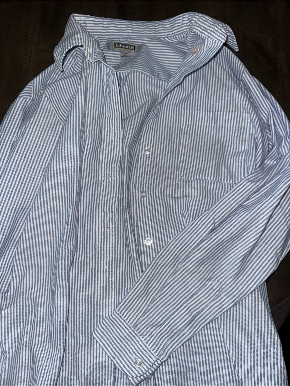 Ladies Blue and White Striped Button-Down Shirt